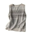 thumbnail image 1 of yunLCZ Square Neck Tank Top Women's Summer New Thin Cotton And Linen Sleeveless Vest Suspender Solid Color Embroidered Literary Vest Top Loose Vest Suspender Summer Sleeveless Tops, 1 of 3