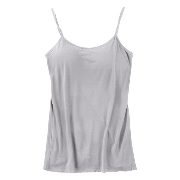 yunLCZ Square Neck Tank Top Womens Cotton Camisole Adjustable Camisole With Frame Bra Stretch Undershirt Summer Sleeveless Tops