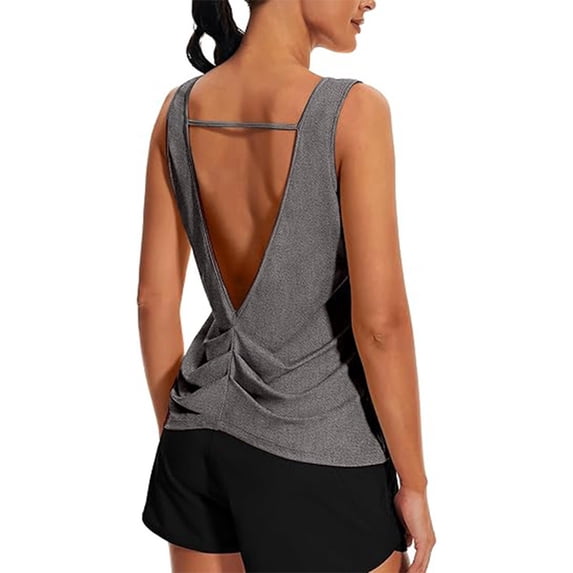 yunLCZ Square Neck Tank Top Workout Tops For Women Open Back Yoga Tank Tops Sleeveless Running Shirts Athletic Gym Lightweight Top Summer Sleeveless Tops