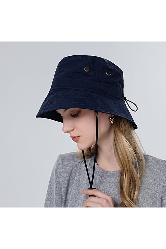 yunLCZ Sun Hats for Women Sun Hats for Women Men 3” Wide Brim UPF 50+ Fishing Beach Bucket Hats Denim Navy One Size