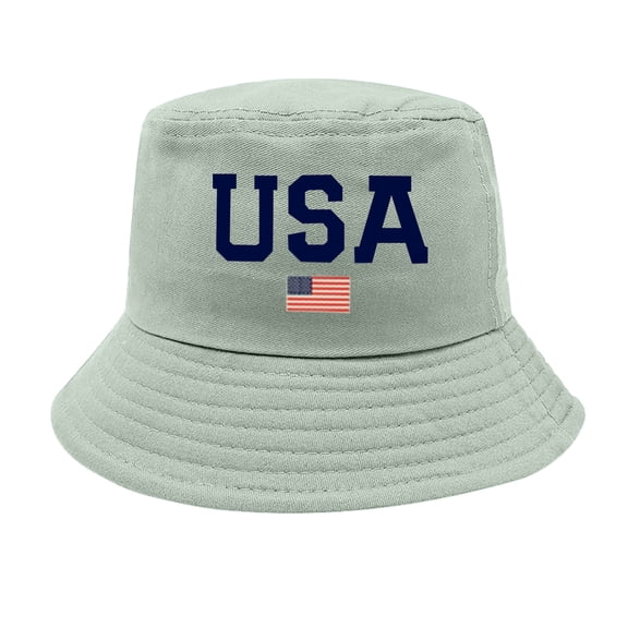 yunLCZ USA Flag July 4 Independence Day American Honors Bucket Hat Adult Unisex Fishing Sun Hat Black Unisex Vintage