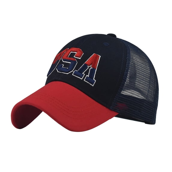 yunLCZ USA Flag Male Female Neutral Summer America Flag Embroidery Grid Baseball Caps Adjustable Hat Visors Baseball Cap