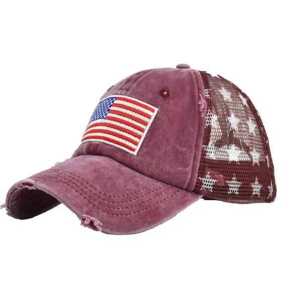 yunLCZ USA Flag Women Men Sun Hat Star Embroidery Cotton Baseball Cap Trucker Hat Adjustable Hip Hop Hat Baseball Cap