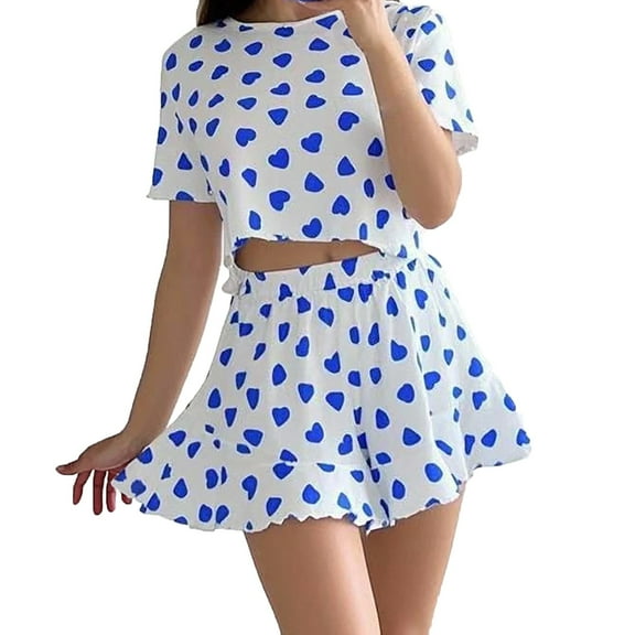 yunLCZ Under $10 Women's Nightshirt Womens Pajamas Short Sleeve Loungewear Two-Piece Sleepwear Button-Down Pj Set Beige L