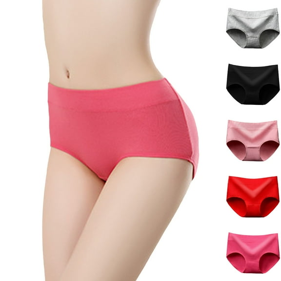 yunLCZ Underwear for Women Cotton Women's 5 Piece Mixed Color Summer Thin Mid Waist Crotch Breathable Comfortable Underwear Stretch Cool Underwear for Women