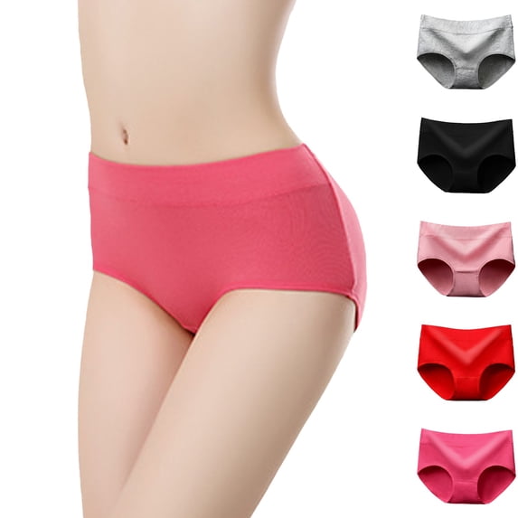 yunLCZ Underwear for Women Cotton Women's 5 Piece Mixed Color Summer Thin Mid Waist Crotch Breathable Comfortable Underwear Stretch Cool Underwear for Women
