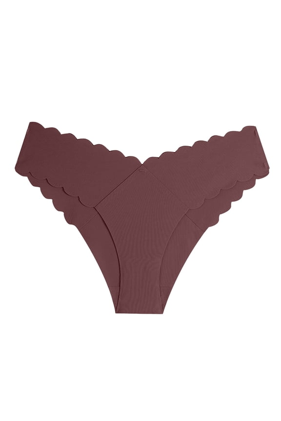 yunLCZ Underwear for Women Cotton Women's Summer Wavy Edge V Shaped Waist Without Marks Ice Thong Underwear For Women Waist Cotton Crotch Wasit Hipster Brief Panties for Ladies