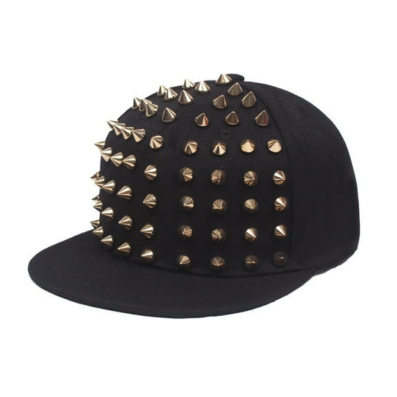 yunLCZ Unisex Vintage Womens/Mens Punk Rock Studded Cap Adjustable Hip Hop Baseball Hat Flat Brimmed Hat for Men Women