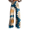 thumbnail image 1 of yunLCZ Wide Leg Pants Woman 2025 New Summer Flower Wide Leg Pants Lightweight And Loose Casual Colorful Pants Imitation Jeans Office Slacks, 1 of 4