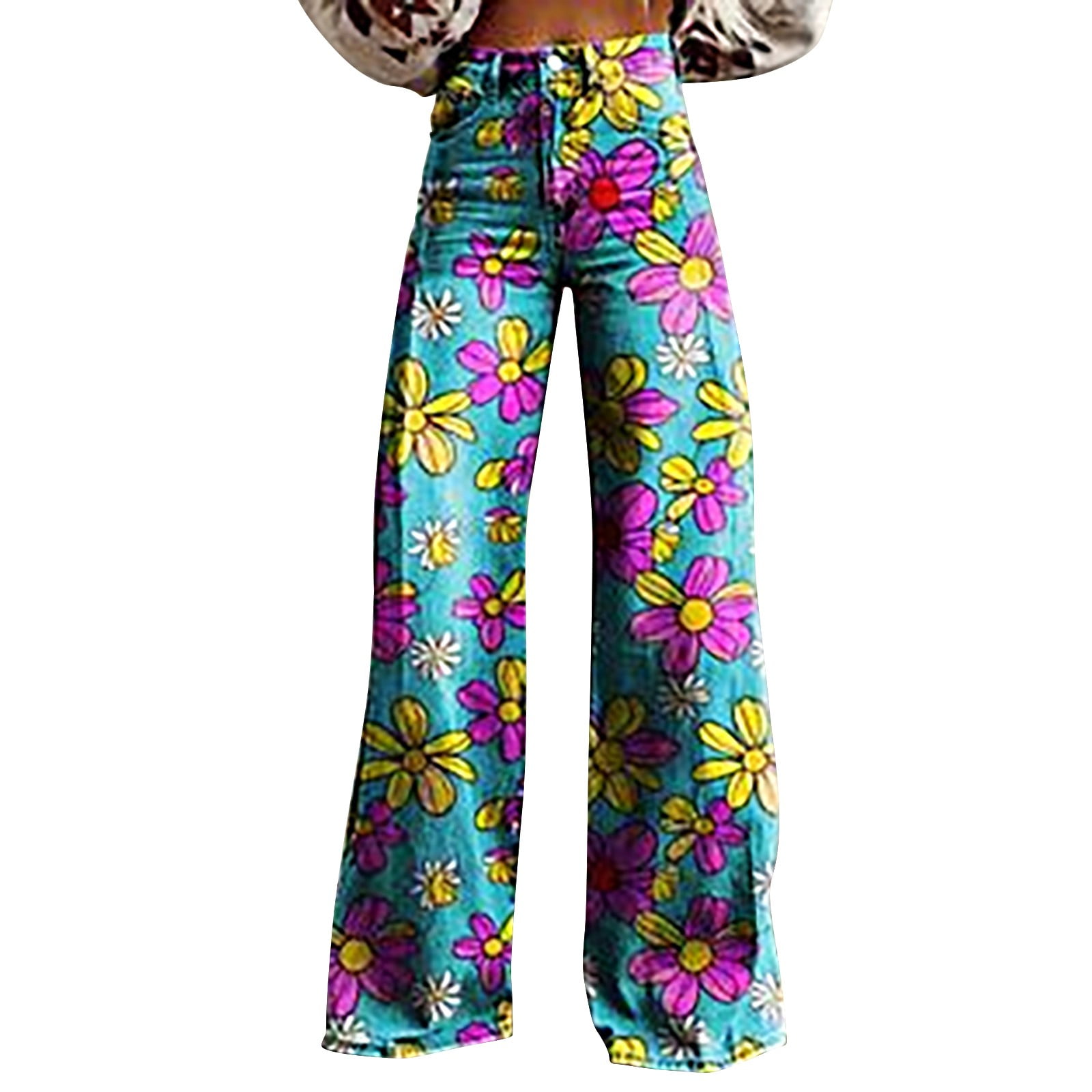 yunLCZ Wide Leg Pants Woman 2025 New Summer Flower Wide Leg Pants