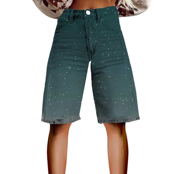 yunLCZ Wide Leg Pants Woman Flare Denim Shorts For Women Wide Leg Denim Shorts Woman Vintage Floral Print High Waisted Straight Stretch Pants With Pockets Business Work Casual Pants