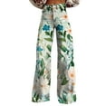thumbnail image 1 of yunLCZ Wide Leg Pants Woman Wide Leg Pants Woman High Waist Floral Patterned Pants Lightweight Loose Fit Casual Colorful Trouser Imitation Jeans, 1 of 4
