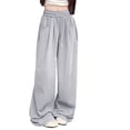 thumbnail image 1 of yunLCZ Wide Leg Pants Woman Women's Spring Summer Solid Color With Pockets And Drawstring Loose Casual Sweatpants Office Slacks, 1 of 4