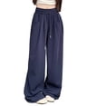 thumbnail image 1 of yunLCZ Wide Leg Pants Woman Women's Spring Summer Solid Color With Pockets And Drawstring Loose Casual Sweatpants Office Slacks, 1 of 4