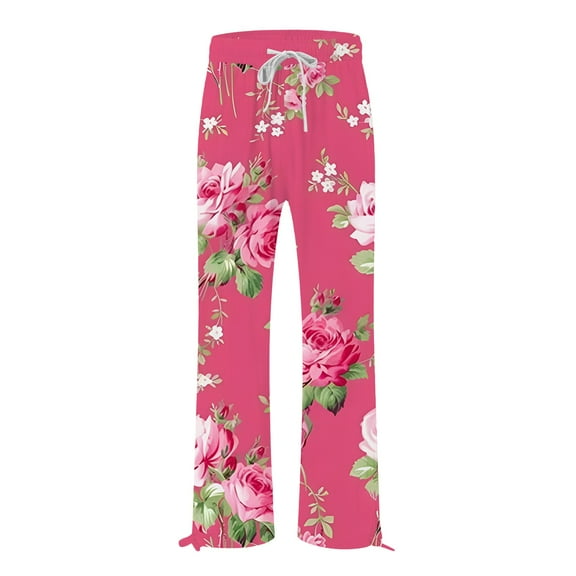 yunLCZ Wide Leg Pants Woman Womens Cotton Casual Loose Pants Comfy Work Pants With Pockets Elastic High Waist Paper Bag Drawstring Pants