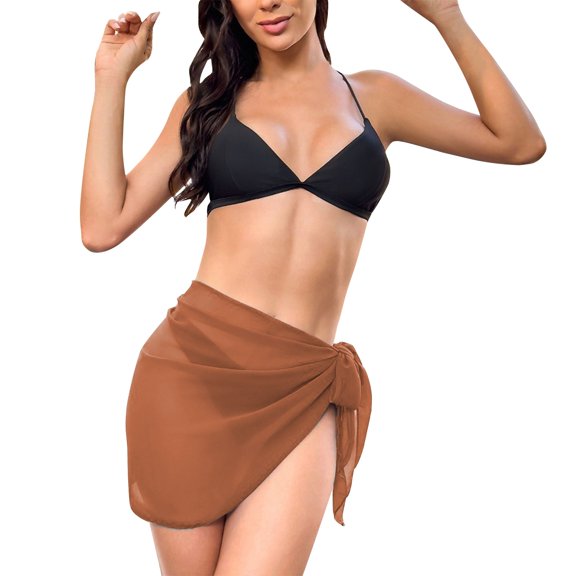 yunLCZ Women High Waisted Bikini Sets Casual Cover Ups For Women Suitable Short Sarongs Beach Wrap Bikini Chiffon Cover Ups For Swimwear Drawstring Bathing Suit