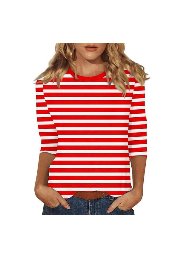 Women Shirts 2025 New Women's Shoulder Seven Quarter Sleeve T Shirt Summer Women's Top