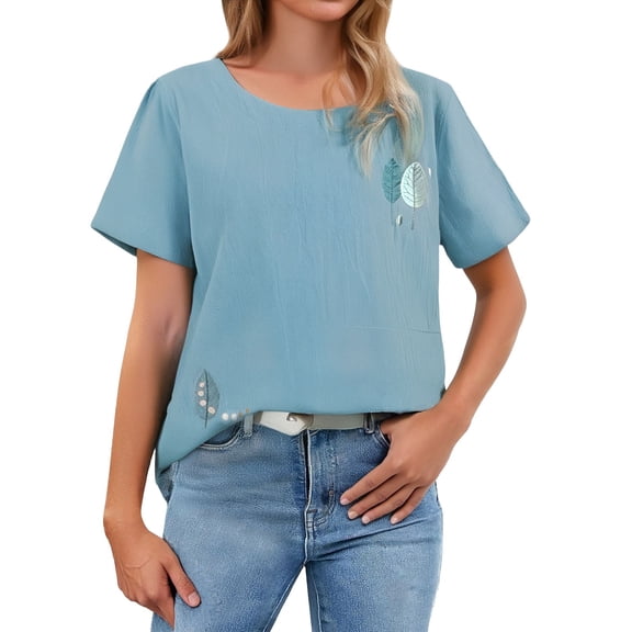 yunLCZ Women Shirts Short Sleeved T Shirt For Women In Summer 2025 Large Size Loose Fit Belly Covering Slimming And Versatile Top