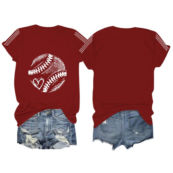 yunLCZ Women Shirts Women Daily Casual Printed Short Sleeve O Neck T Shirt Tops