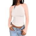 thumbnail image 1 of yunLCZ Women Shirts Women's Autumn And Winter Long Sleeved Yoga Wear Quick Drying Sports Running Color Matching Fitness Wear Top, 1 of 4