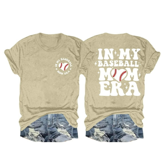 yunLCZ Women Shirts Women's Fashionable Casual Letter Print Round Neck Top Short Sleeve T Shirt