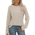 thumbnail image 1 of yunLCZ Women Shirts Women's Long Sleeve Tops Crewneck Basic Lightweight Fall Shirt With Thumb Holes, 1 of 6