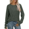 thumbnail image 1 of yunLCZ Women Shirts Women's Long Sleeve Tops Crewneck Basic Lightweight Fall Shirt With Thumb Holes, 1 of 6