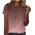 thumbnail image 1 of yunLCZ Women Shirts Women‘s Short Sleeve Gradient Color Fashion Round Neck Casual T Shirt Women's Short Sleeve Shirts, 1 of 4