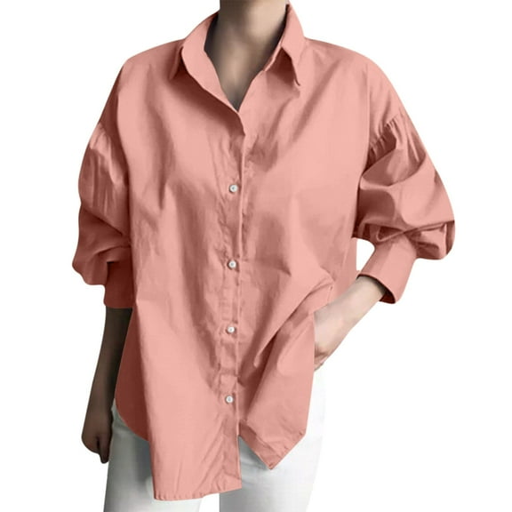 yunLCZ Women Shirts Women’s Tops Casual Blouses Solid Up Drop Shoulder Oversized Long Shirt Work T Shirts