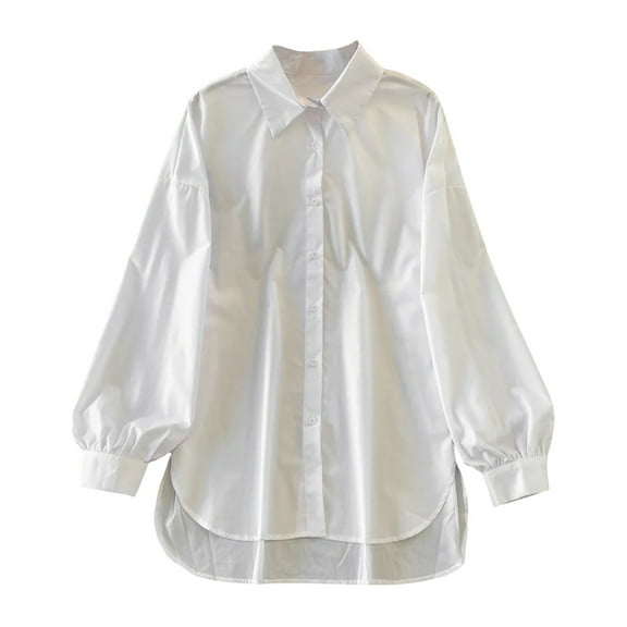 yunLCZ Women Shirts Womens Down Shirt Long Sleeve Blouses Solid Work Casual Business Tops Loose Fit Fall Shirts