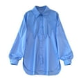thumbnail image 1 of yunLCZ Women Shirts Womens Down Shirt Long Sleeve Blouses Solid Work Casual Business Tops Loose Fit Fall Shirts, 1 of 4