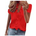 thumbnail image 1 of yunLCZ Women Shirts Womens Sleeveless Ruffle Peplum Front Tank Tops Casual Summer V Neck Shirts Women's Short Sleeve Shirts Red L, 1 of 4
