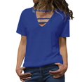thumbnail image 1 of yunLCZ Women Shirts Womens Solid Color T Shirts V Neck Summer Short Sleeve Tops Tees Women's Cap Sleeve Tank Tops, 1 of 3