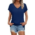 thumbnail image 1 of yunLCZ Women Shirts Womens Summer Daily Casual V Neck Shirts Short Sleeve Tops Blouses Loose Fit Shirt, 1 of 4