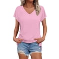 thumbnail image 1 of yunLCZ Women Shirts Womens Summer Daily Casual V Neck Shirts Short Sleeve Tops Blouses Loose Fit Shirt, 1 of 4