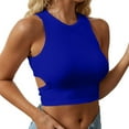 thumbnail image 1 of yunLCZ Women Shirts Womens Summer Tops Cutout Sleeveless Crewneck Racerback Ribbed Knitted Crop Tank Top Women's Cap Sleeve Tank Tops Blue XL, 1 of 4