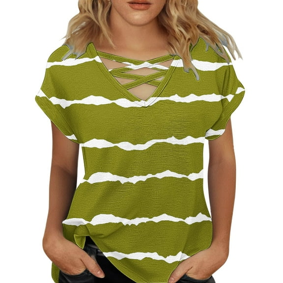 yunLCZ Women Shirts Womens Summer Tops Short Sleeve Shirts V Neck Tshirts Loose Casual Tunic Blouses Tees