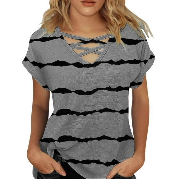 yunLCZ Women Shirts Womens Summer Tops Short Sleeve Shirts V Neck Tshirts Loose Casual Tunic Blouses Tees