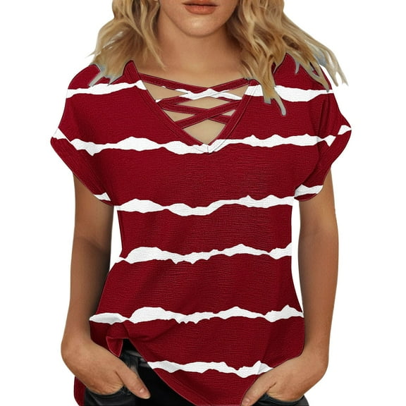 yunLCZ Women Shirts Womens Summer Tops Short Sleeve Shirts V Neck Tshirts Loose Casual Tunic Blouses Tees