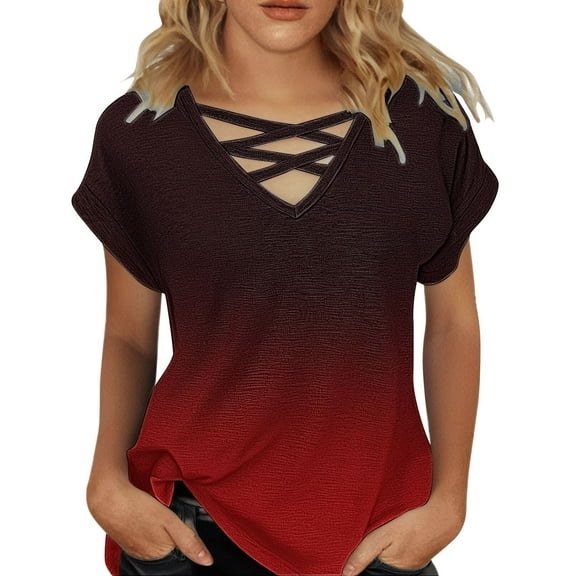 yunLCZ Women Shirts Womens Summer Tops Short Sleeve Shirts V Neck Tshirts Loose Casual Tunic Blouses Tees