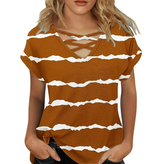 yunLCZ Women Shirts Womens Summer Tops Short Sleeve Shirts V Neck Tshirts Loose Casual Tunic Blouses Tees