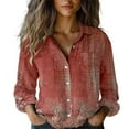 thumbnail image 1 of yunLCZ Women's Button Down Shirt Women's Long Sleeved Printed Button Down Shirt, 1 of 4