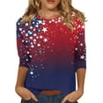 thumbnail image 1 of yunLCZ Women's Button Down Shirts Plus Size 4th Of July Tops For Women 3/4 Sleeve Spring And Patriotic Top Women Neck Festival Blouses Clothes Going Out Fashion Clothes, 1 of 4