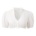 thumbnail image 1 of Gkeoshab Sports Bra Gkeoshab Women's Camisole Tops Womens White Dirndl Blouse V Neck Elegant Short Sleeve Dirndl Blouses For Costume Blouses Womens Tops, 1 of 3