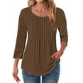 thumbnail image 1 of yunLCZ Women's Cap Sleeve Tank Tops 3/4 Length Sleeve Womens Tops Crewneck Summer Blouses 2025 Pleated Front Tunic Tops Tee Shirt Floral Print Clothes, 1 of 4