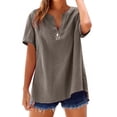 thumbnail image 1 of yunLCZ Women's Cap Sleeve Tank Tops Loose Button Shirt Top Stand Solid Color Sleeve Collar Casual Women's Shirt Women's Shirt, 1 of 4