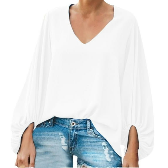 yunLCZ Women's Cap Sleeve Tank Tops Summer Border New Shirt V Neck Sleeve Loose Long Sleeved Large Size Blouse Woman