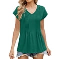 thumbnail image 1 of yunLCZ Women's Cap Sleeve Tank Tops Womens Tops Casual Summer Sleeve T Shirts Trendy Ruffle Short Sleeve Loose V Neck Tunic Tops, 1 of 4