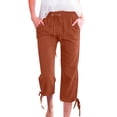 thumbnail image 1 of yunLCZ Women's Casual Plus Size Pants Women Fashion Solid Color Cotton Elastic Long Pants Beach Leisure Trousers Linen Casual Lounge Sweatpants, 1 of 3