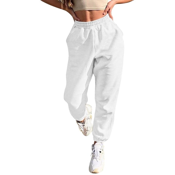yunLCZ Women's Casual Plus Size Pants Women's Fleece High Waisted Sweatpants Exercise Active Jogging Pants Loose Casual Pants Casual Lounge Sweatpants